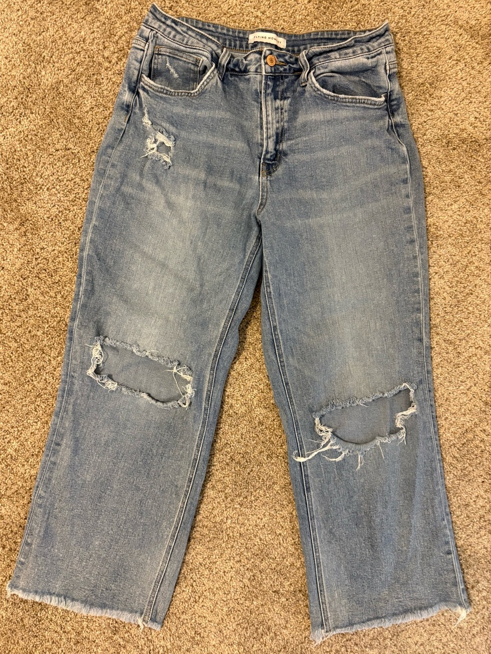 Flying Monkey High-Rise Distressed Women’s Jeans - Light Blue